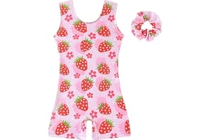 Vogseek Leotards for Girls Gymnastics Kids Biketards Size 4-12 with Scrunchie