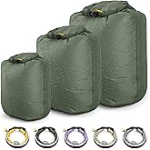 HIKEMAN Dry Bag Waterproof - Ultralight Dry Sack,Outdoor Roll Top Drybags,3-Pack Stuff Sack for Travel,Swimming,Rafting,Boating,Kayaking,Camping,Beach (Green)