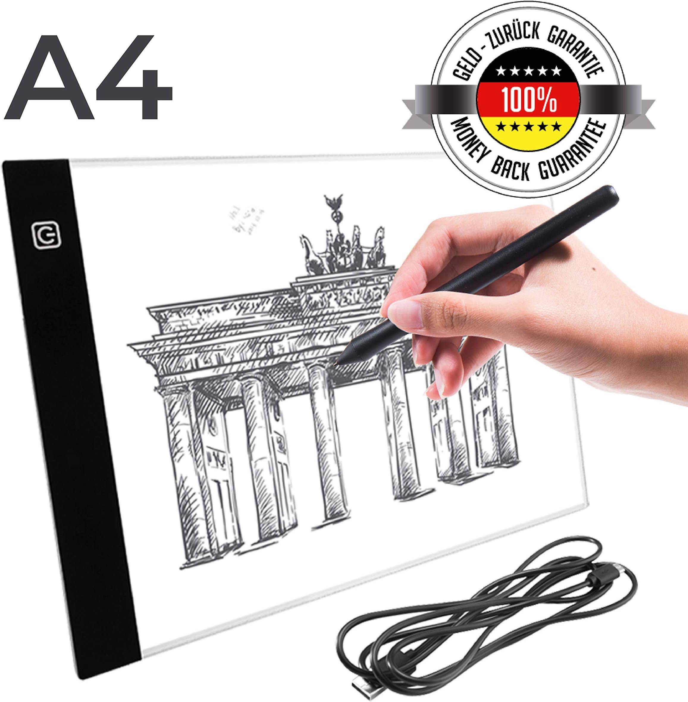 Professional LED Light Board - Super Slim Art Box Ideal for Drawing, Copying, and Tracing - Adjustable Brightness - A4