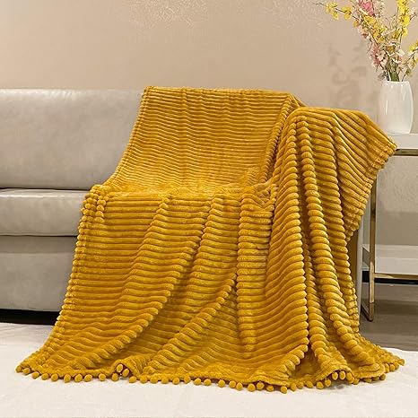 Yellow Pom Pom Throw Blanket 2025