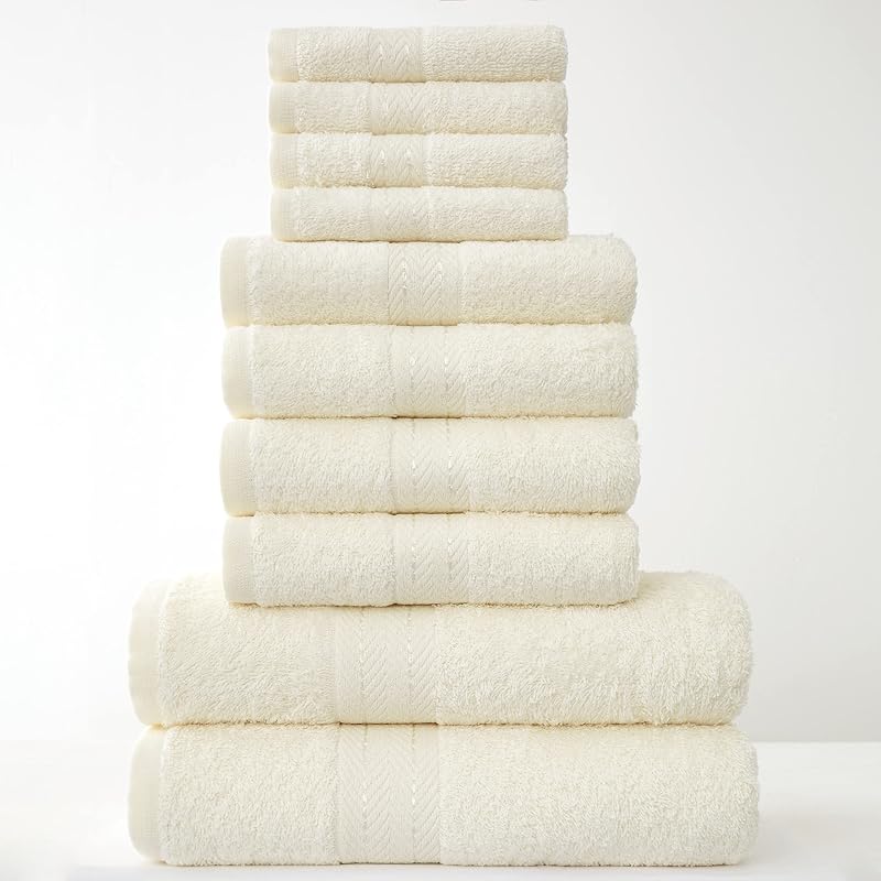 GC GAVENO CAVAILIA Towels Family Bale Set 10 Pc 100% Egyptian Cotton Cream