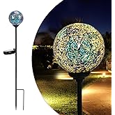 Solar Garden Lights Outdoor Decorative - Solar Gazing Ball Mosaic Garden Stakes Decorative Waterproof Outdoor Lights for Pathway Yard Lawn Decoration Blue