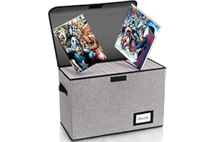 YNSZAS Collection Comic Book Storage Box, 15.8" X 7.8" X 11.8", Collapsible Comic Short Box, Holds 160-180 Comic Book, Heavy Duty Bin Container Holder Shelf Protector Organizer (Grey)