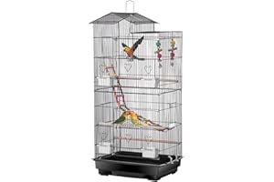 ZENY 39-inch Roof Top Large Flight Parrot Bird Cage for Small Quaker Cockatiel Canary Sun Parakeet Green Cheek Finch Budgie Lovebirds Wrought Iron Pet Bird Cage w/Toys