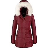 Chrisuno Women's Winter Warm Coats Puffer Jacket Long Drawstring Waterproof Snow Parka With Removable Faux Fur Trim Hood