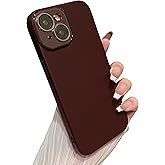 Caseative for iPhone 15 Case,Solid Color Full Camera Lens Protection Phone Case (Wine Red)