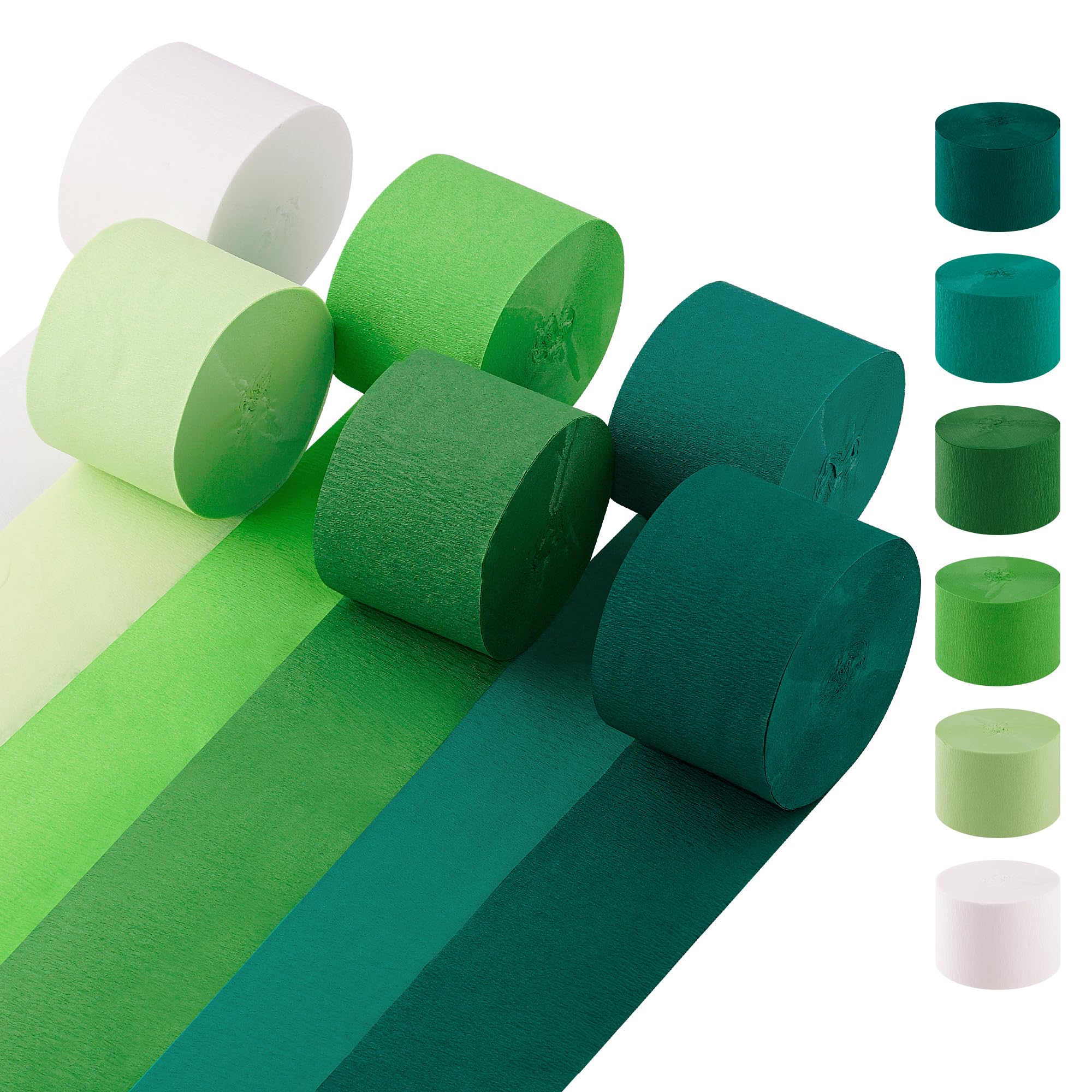 Photo 1 of Oun Nana Green Streamers, 2.2" x 123 Ft, 6 Rolls Crepe Paper Streamers Party Supplies for Forest Themed Birthday Baby Shower Bachelorette Wedding Home Party Decorations, DIY Arts and Crafts