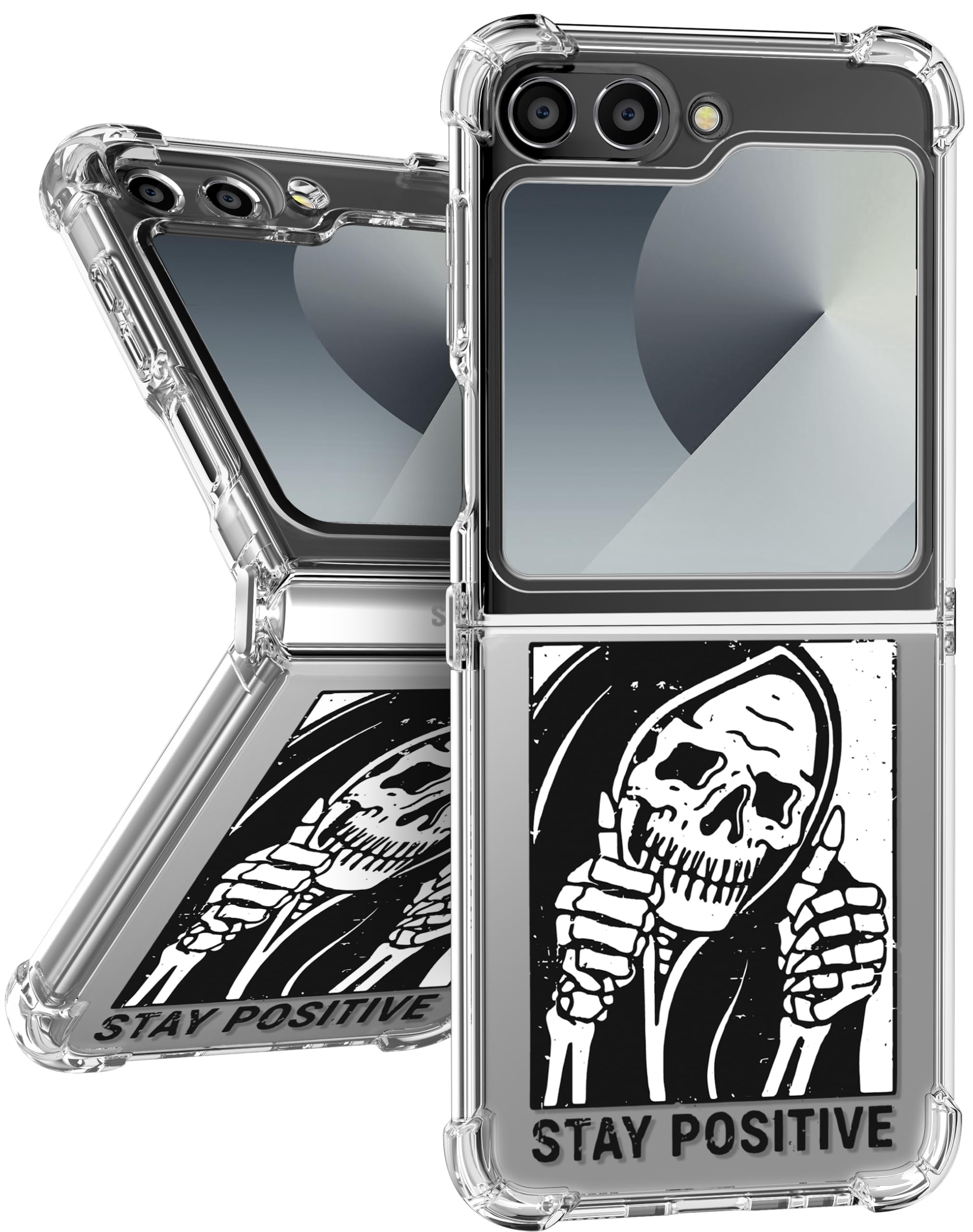 Photo 1 of Buleens for Samsung Galaxy Z Flip 6 Case - Clear Flexible TPU Women Cute Girls Protection Phone Cover Slim Fit Shockproof Girly Cool Fun Design Pattern for Samsung Z Flip 6 Case, Skeleton