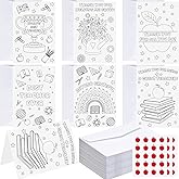 Frienda 36 Pcs Teacher Coloring Greeting Cards with Envelopes & Stickers Holiday Color Your Own Cards Bulk Thank You Painted Postcards for Teachers' Day Graduation End of Year School Award Ceremony