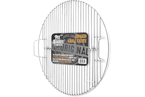 PIT BARREL COOKER CO. Pit Barrel Cooker Original, Chrome Plated Durable Steel Grill Grate | Hinged Grate Barrel Smoker Accessory | Hang Meat and Grill Vegetables Simultaneously | 18.5 Inches