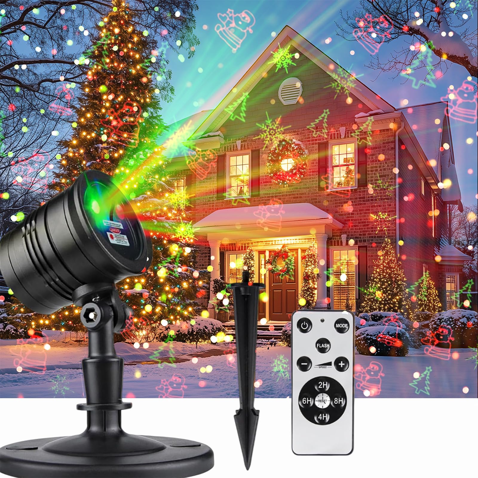 Photo 1 of ***FACTORY SEALED*** Christmas Projector Lights Outdoor, Waterproof Laser Light with Red & Green Patterns, Remote Control Holiday Projector for House Yard Garden, Outdoor Christmas Decorations