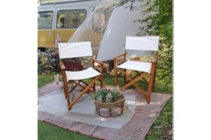 DOINUO Wooden Folding Canvas Director Chairs, Collapsible & Portable Director's Chair for Indoor/Outdoor, Natural Hardwood Frame with White Canvas, Set of 2,Perfect for Backyard, Patio & Camping