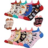 ShinyMatch 10 Pairs Dog Socks for Women Novelty Soft Cotton Socks Cute Animal Gifts for Dog Lovers Veterinary Gifts Mother's Day Ladies Favors