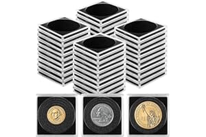 Fansunta 80 Pcs Adjustable Acrylic Coin Collection Cases with Sponges, Coin Snap Holder, Silver Dollar Protection Cases for Collectors, Coin Dollar Collection Supplies(20mm-40mm)