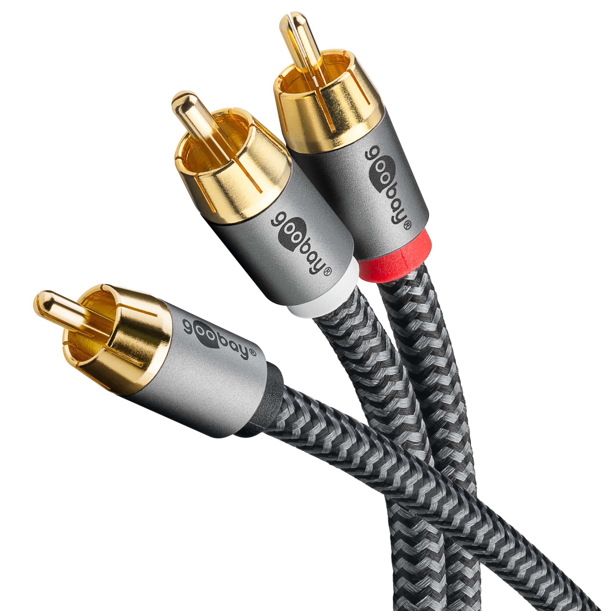 Goobay 65301 RCA Y-Cable 3 m/Mono to Stereo Digital Coaxial Cable/Gold-Plated Connectors/Audio Cable RCA Male to 2x RCA Male
