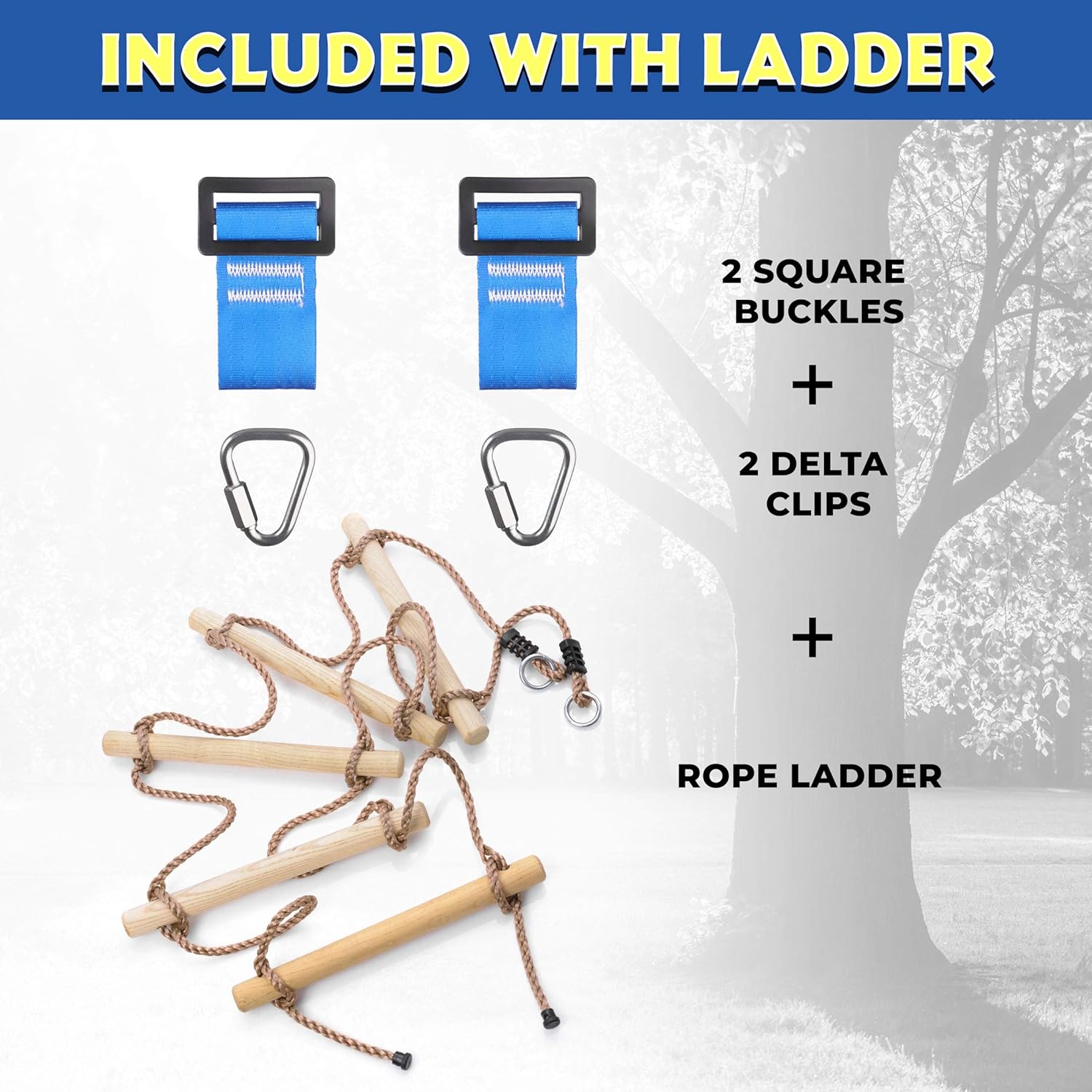 Ninja Warrior Obstacle Course Climbing Rope Ladder Attachment, Outdoor Playground Accessories for Kids, Jungle Gym Monkey Line Training Equipment, Tree House Ladder Playground for Ultimate: Sports & Outdoors