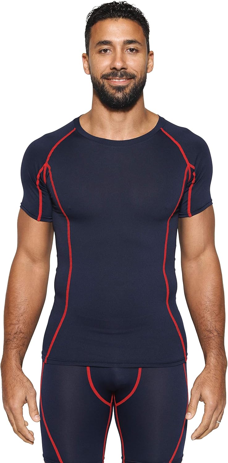 5 Pack: Men's Short Sleeve Compression Shirt Base Layer Undershirts Active Athletic Dry Fit Top at  Men’s Clothing store