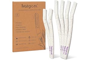 MATGICOL Eco-Friendly Women's Dermaplaning Razor - Multipurpose Exfoliating Tool with Anti-Cut Blades & Biodegradable Handle for Silky Skin & Perfect Brows (Beige)