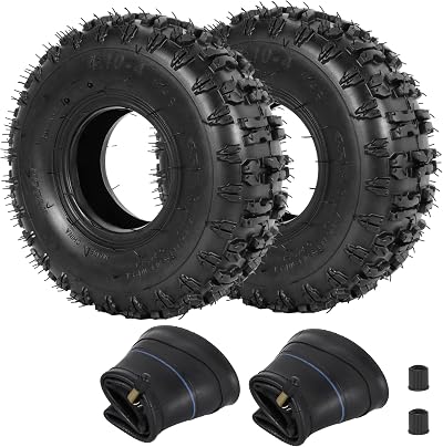 RUTU 4.10/3.50-4 Tire and Tube 260X85mm 2 Pack Off-Road Wheels for Trolley