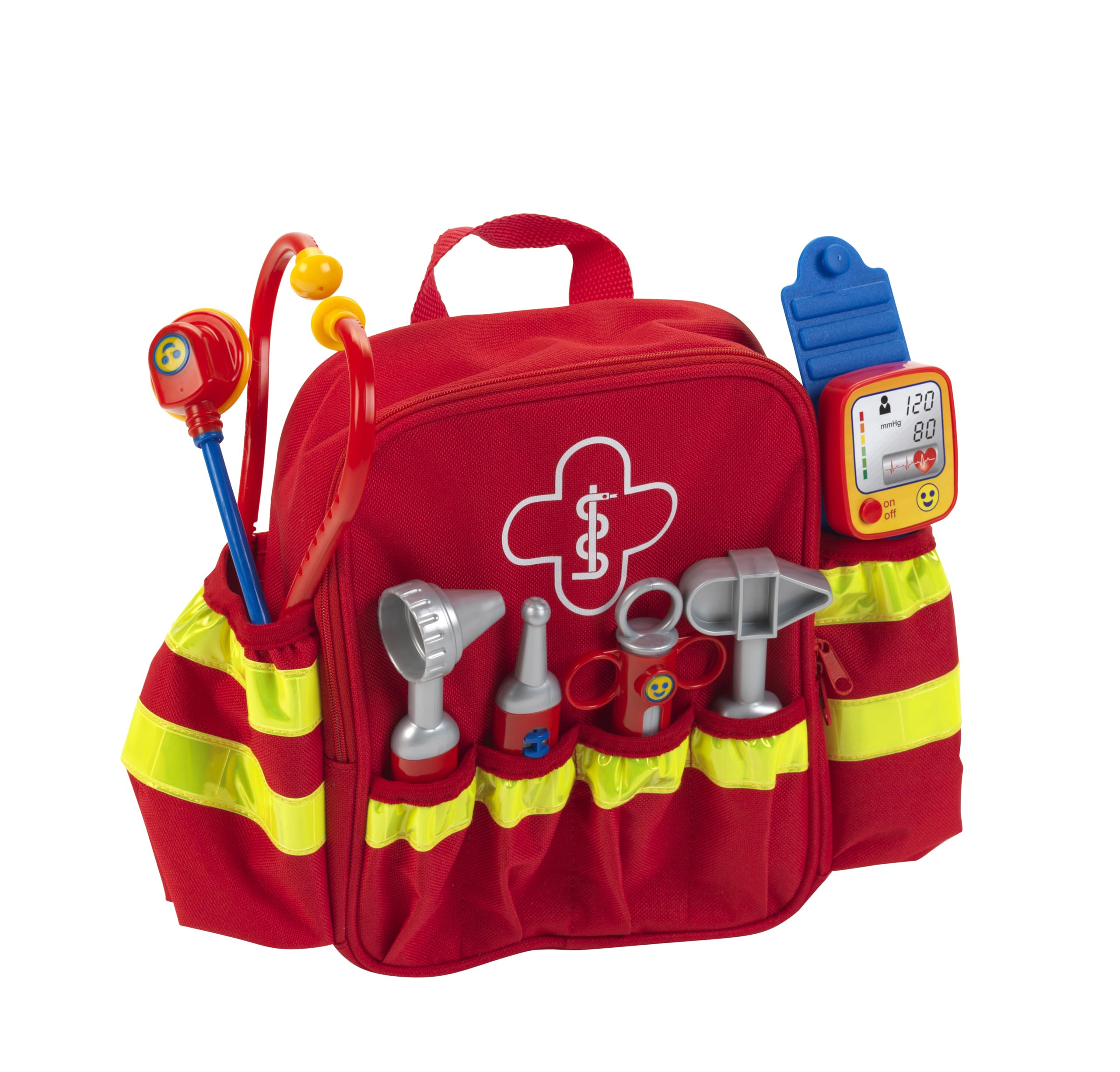 Theo Klein 4314 Emergency Rescue Backpack I With stethoscope, syringe and much more I Electronic blood pressure monitor with sound I For children aged 3 years and up