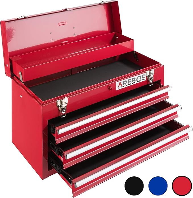 Arebos Tool Box 3 Drawers Red Amazon.co.uk DIY & Tools