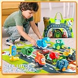 lerrbo 7 Vehicles with Cranes Toy Set for Toddlers Blue Traffic Light 1st view 3