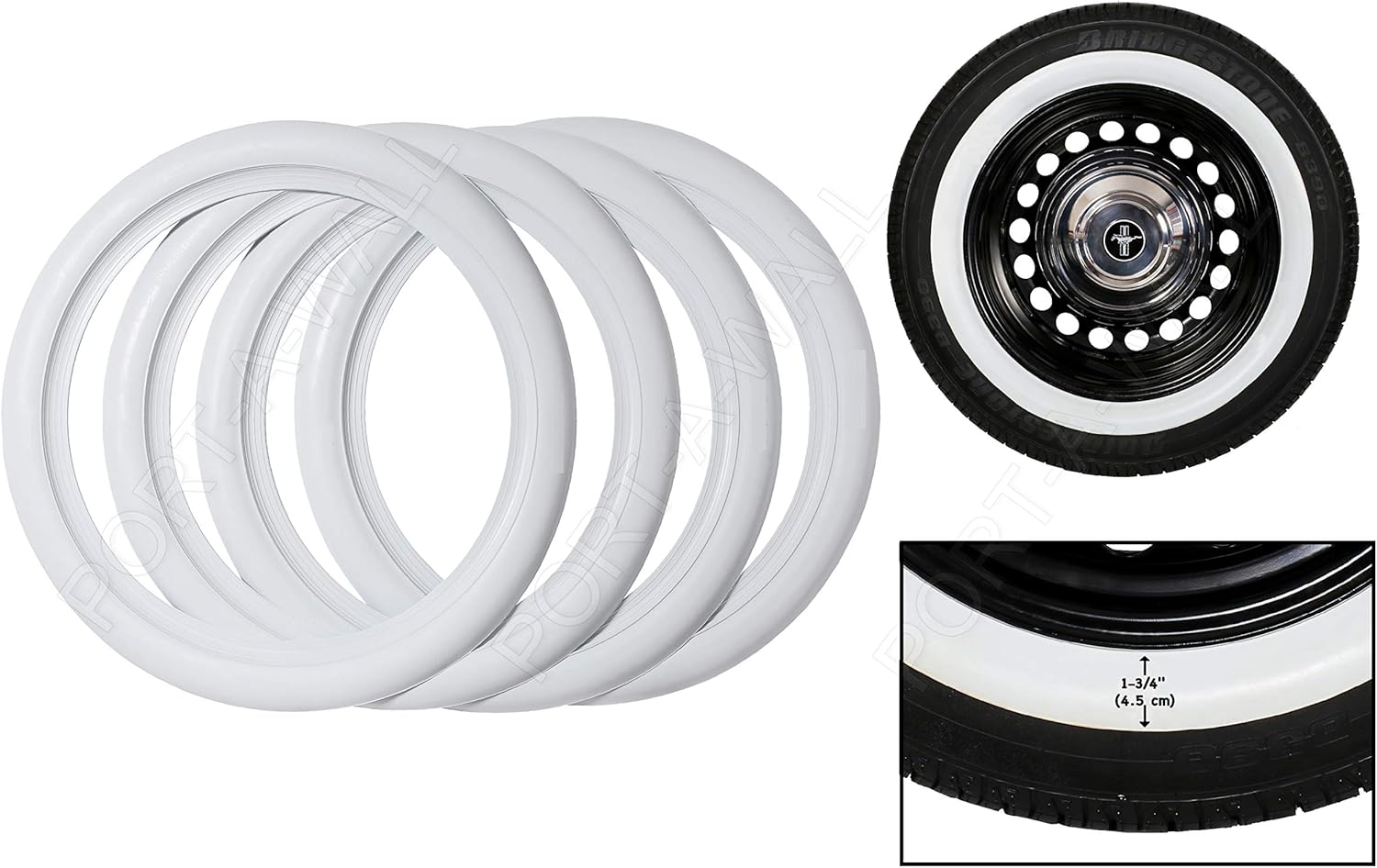PORTAWALL 15" White Tire Wall Portawall Insert Trim Set