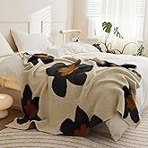 GunziStreet Floral Throw Blanket Big Flower Pattern Soft Cozy Warm Fuzzy Fluffy Microfiber Feather for Couch Bed Sofa Baby Pets Home Decor All Season (Chen Grey, 47''x59'')