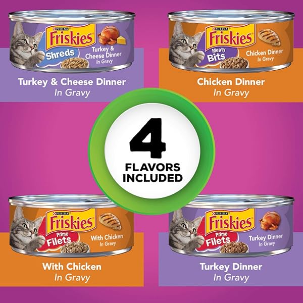 PURINA FRISKIES GRAVY WET CAT FOOD VARIETY PACK, POULTRY SHREDS, MEATY BITS AND PRIME FILETS – (PACK OF 32) 5.5 OZ. CANS