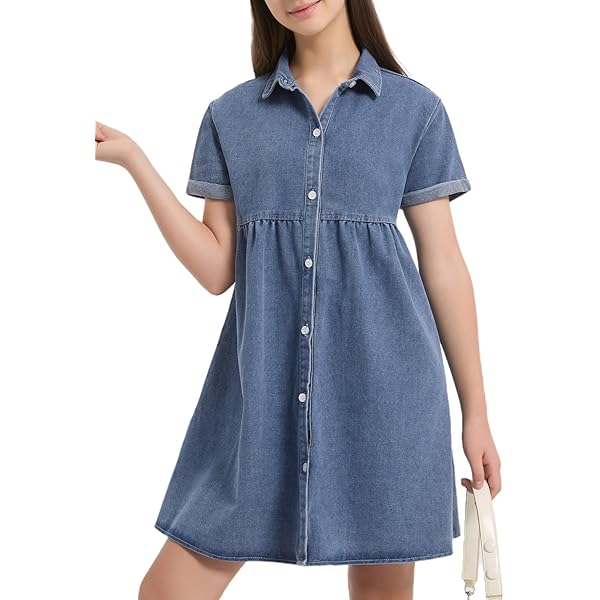 Amazon.com: Calvin Klein Girls' Short Sleeve Lightweight Chambray Denim Shirt  Dress, Chambray, 7: Clothing, Shoes & Jewelry