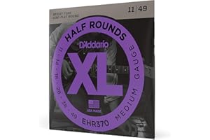 D'Addario Guitar Strings - XL Half Rounds Electric Guitar Strings - Semi-Flat Wound - Bright Tone, Smooth Feel, Reduced Finger Noise - EHR370 - Medium, 11-49