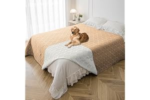 Tuffeel Waterproof Dog Blanket, 82x102 inches Pet Couch Covers for Sofa, Bed Furniture Protector from Dogs Washable and Reversible-Sand+Cream