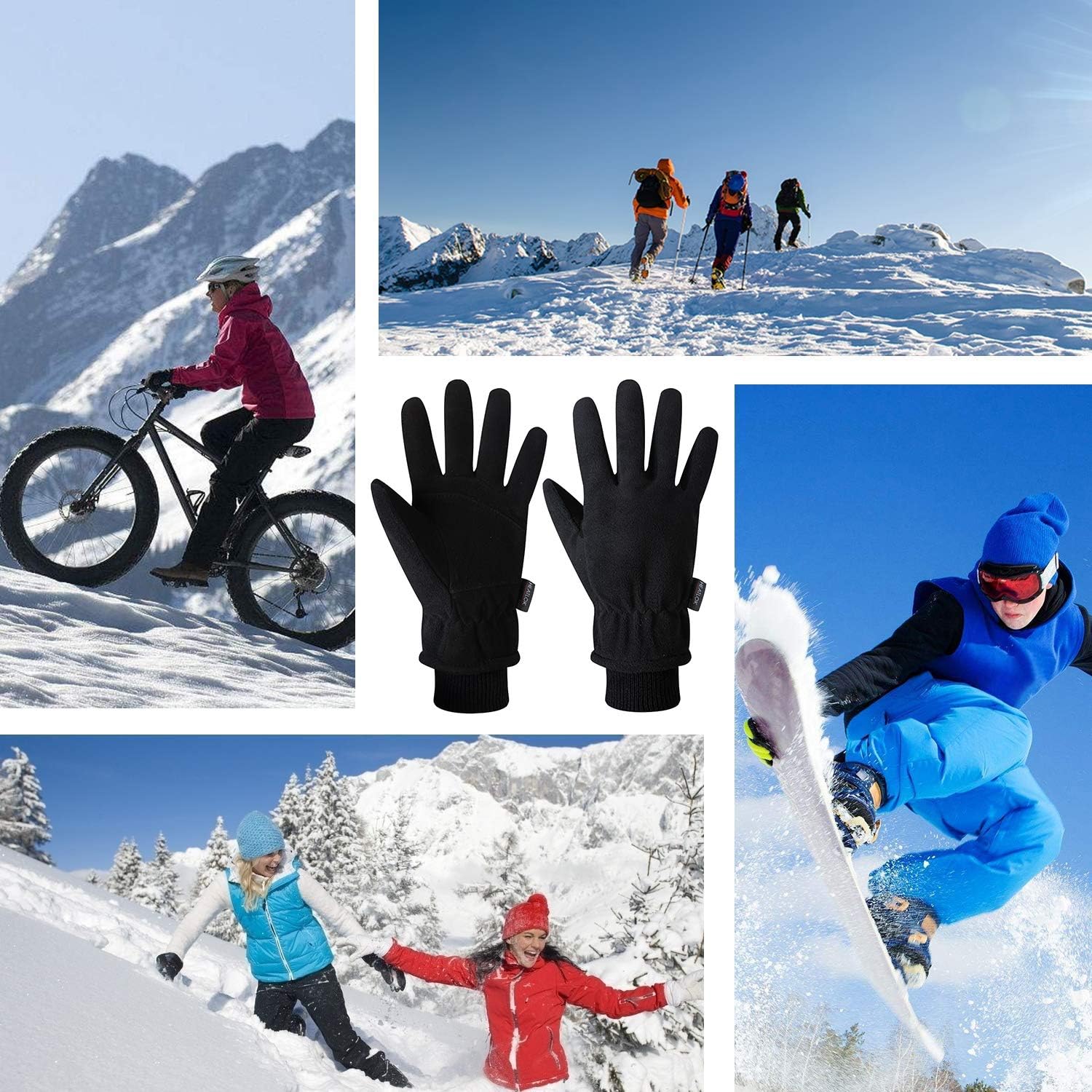 Mens Winter Gloves Cold Weather Thermal Warm Fleece Windproof Gloves for Men at  Men’s Clothing store