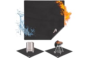 DocSafe 40" Square Fire Pit Mat Under Grill Mat,4 Layers Fireproof Indoor Fireplace Pad Heat Insulated Protect for Decks,Patios,Grass,BBQ Smoker,Portable Reusable Oil-Proof and Waterproof, Black