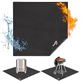 DocSafe 40" Square Fire Pit Mat Under Grill Mat,4 Layers Fireproof Indoor Fireplace Pad Heat Insulated Protect for Decks,Patios,Grass,BBQ Smoker,Portable Reusable Oil-Proof and Waterproof, Black