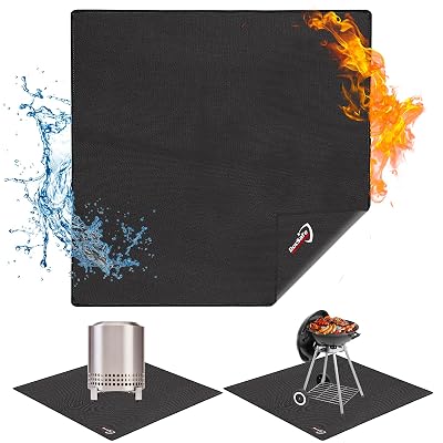 DocSafe 40" Square Fire Pit Mat Under Grill Mat,4 Layers Fireproof Indoor Fireplace Pad Heat Insulated Protect for Decks,Patios,Grass,BBQ Smoker,Portable Reusable Oil-Proof and Waterproof, Black