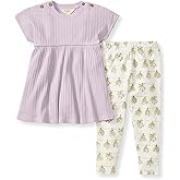 Burt's Bees Baby baby-girls Short Sleeve Top and Leggings Set, Outfit Bundle, 100% Organic Cotton