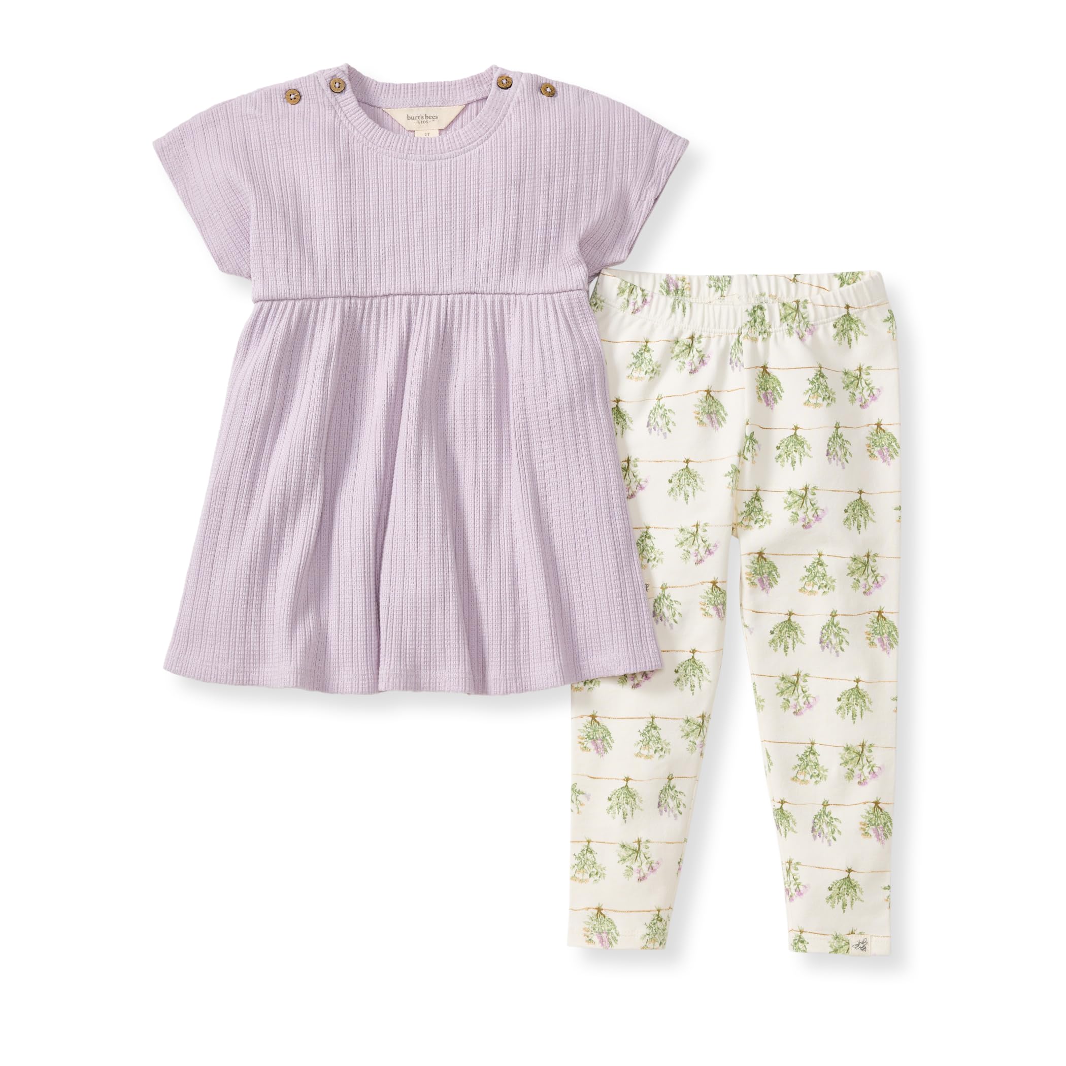 Burt’s Bees Baby – Baby Girls Short Sleeve Top and Leggings Set, Outfit Bundle, 100% Organic Cotton