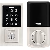 Weiser SmartCode Satin Nickel Keyless Entry Door Lock/Deadbolt Lock, 10-Button Touchpad Door Lock with Backlit Keypad, Up to