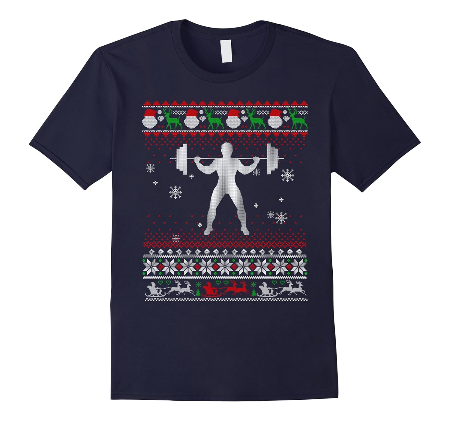 Weightlifting Funny Christmas Ugly Sweater Gift Tshirt-ANZ