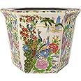 10" Satsuma Birds & Flowers Porcelain Flower Pot