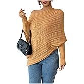 Milumia Women's Off The Shoulder Sweater Dolman Long Sleeve Asymmetrical Knit Tops