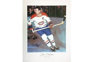 Autographed Jean Beliveau Lithograph – Montreal Hockey Legend – Vintage Hockey Memorabilia Display (17" x 14")