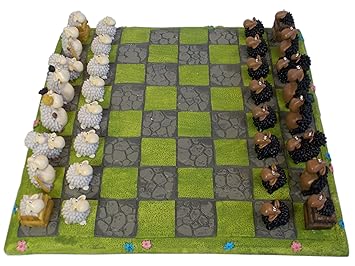 Unbekannt Maritimes Schachspiel mit Schaf-Figuren für Erwachsene und Kinder | Set inklusive 32 lustiger Schachfiguren in 6 De