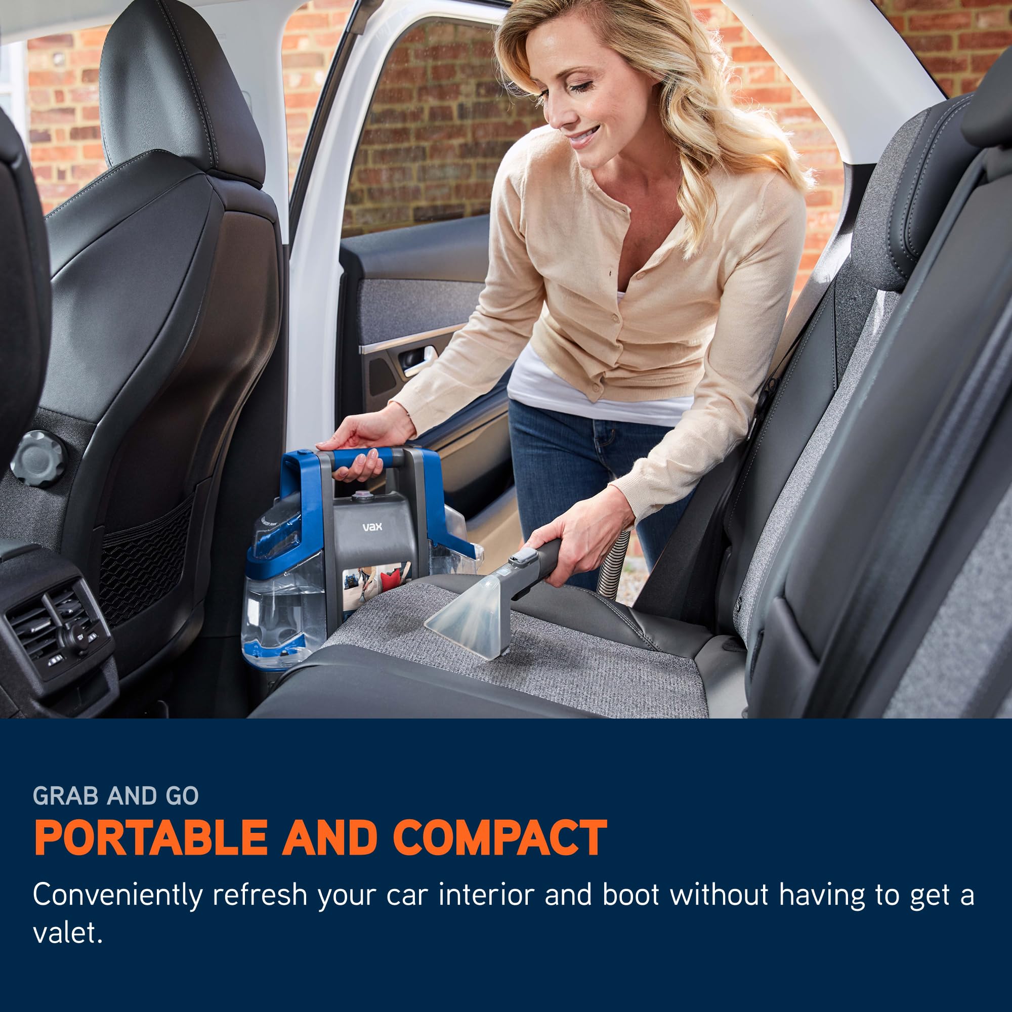 Vax SpotWash Duo Spot Cleaner, Upholstery, Sofa, Stairs, Rug, Stain Cleaning Small Handheld Shampooer Machine, Solution and Tool for Home, Car, Pets with Self-Clean, 380W, 3.89kg, Grey/Blue, CDCW-CSXA