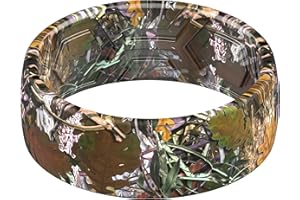 ThunderFit Silicone Wedding Rings for Men, Breathable Printed Design Rubber Engagement Bands 8mm Wide 2mm Thick