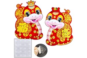 JHKIM 2 PCS Chinese New Year Decorations 2025, Lunar New Year Zodiac Snake Door Sticker Decorative Couplet for Home Restaurant Store Party, Spring Festival Window Cling Decal for Wall Closet(13.7x9.8in)