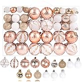 100Pcs Elegant Christmas Balls Set Christmas Tree Ornaments with Glitter and Patterns Bulk Ornaments for Tree as Festive Christmas Decor Xmas Ball Set Champagne White