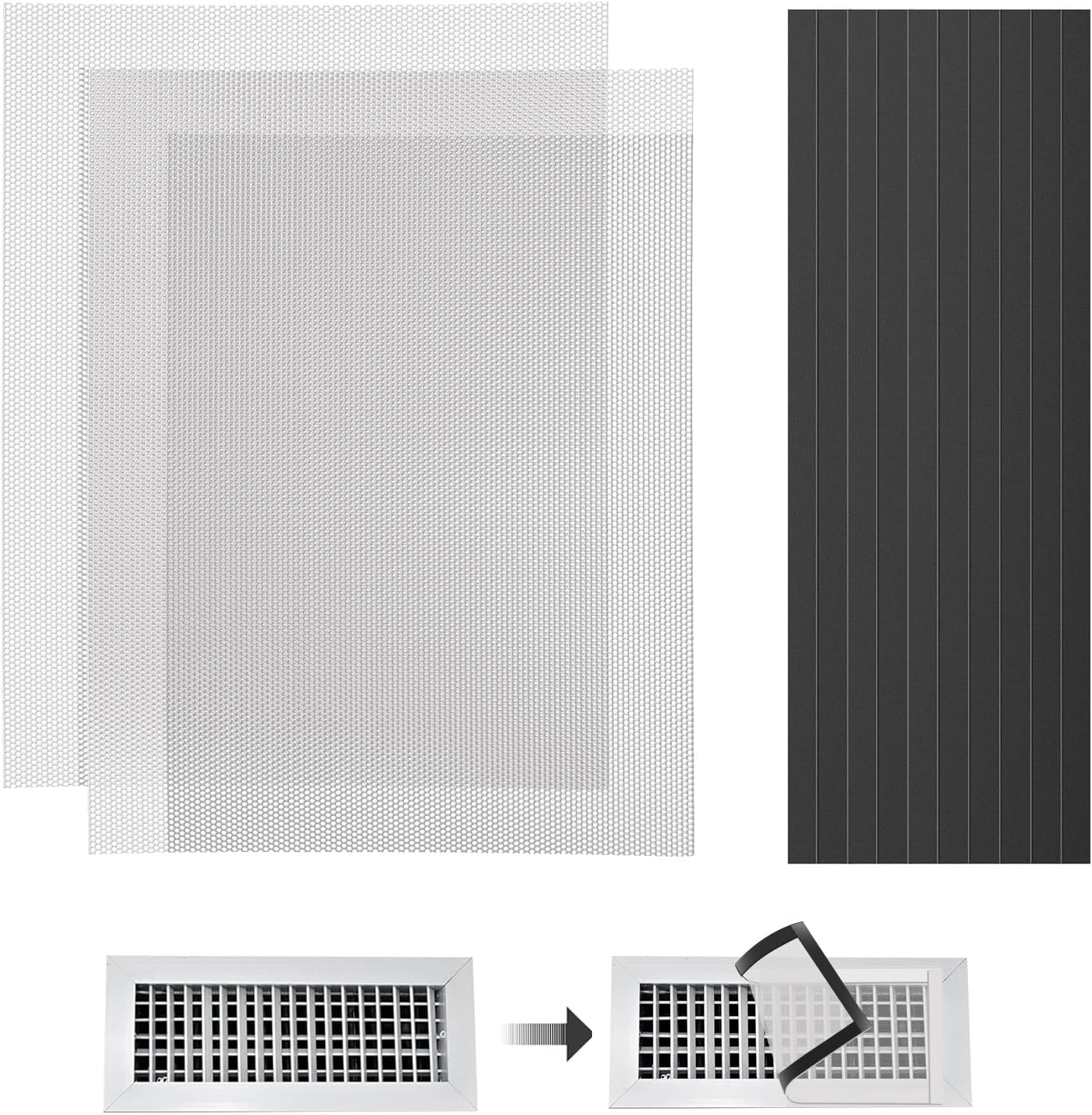 Registers, Grilles & Vents - 400x300mm DIY Floor Register Vent Cover, 3Pack PVC Magnetic Vent Cover Floor Register Trap AC Air Vent Screen Mesh for Floor Wall Ceiling Catch Debris Hair Insect, with 10PCS Magnetic Strip （White）