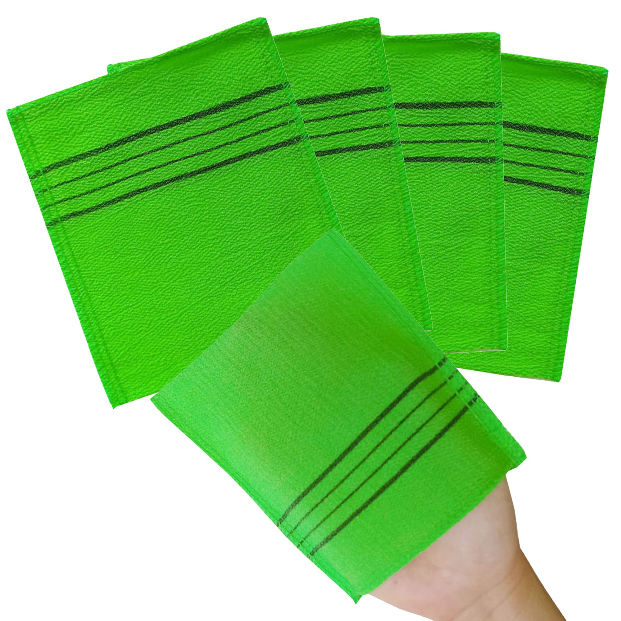 NOPIGO Korean Asian Exfoliating Bath Washcloth Mitt for Remove Dead Skin.Exfoliating Body Scrubber.Exfoliating Gloves for Body Scrub (Green 4)